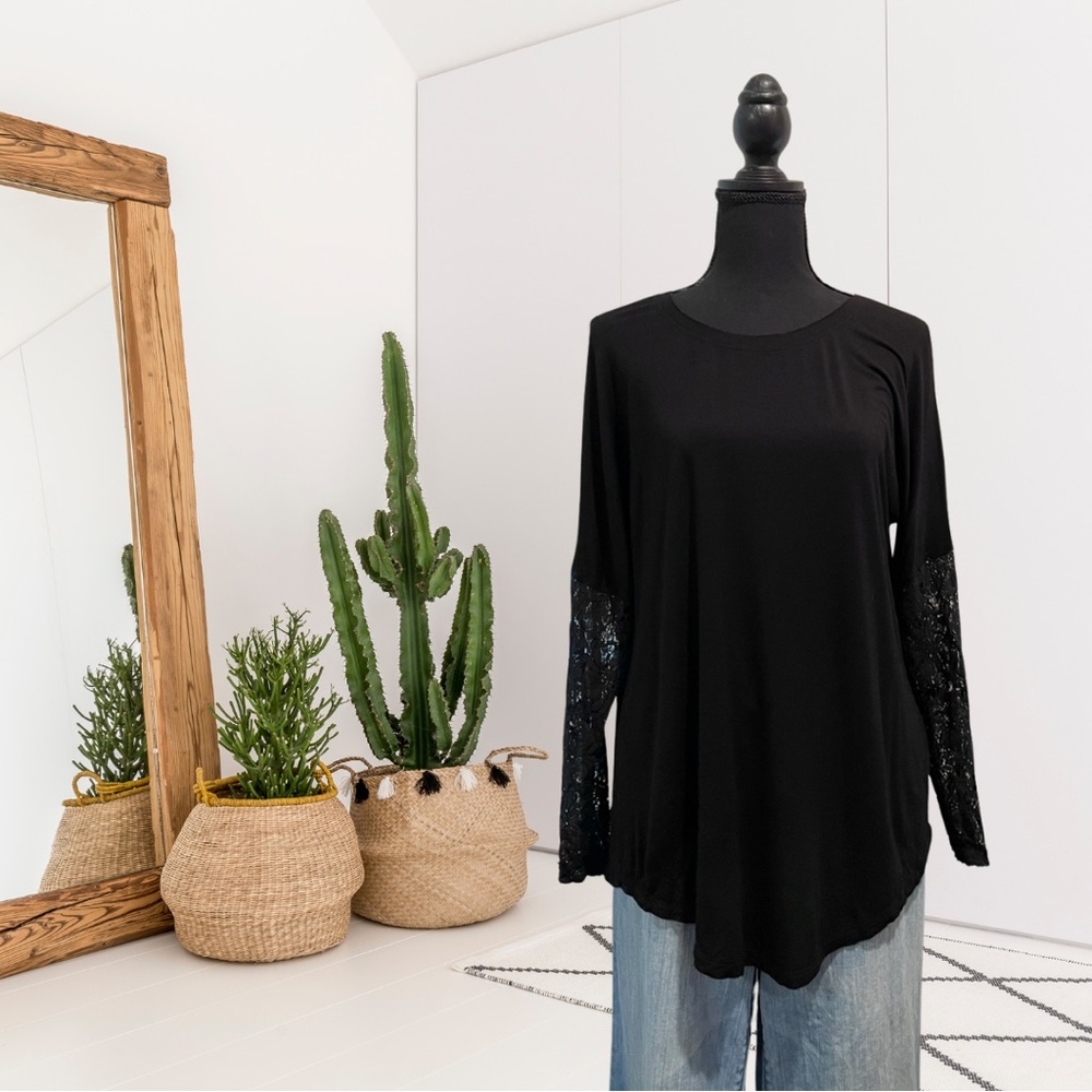 Bordeaux Semi-Sheer Lace Dolman Sleeve Top